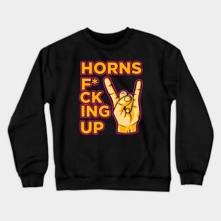 Horns f*cking up hand rock and roll vintage art Crewneck Sweatshirt